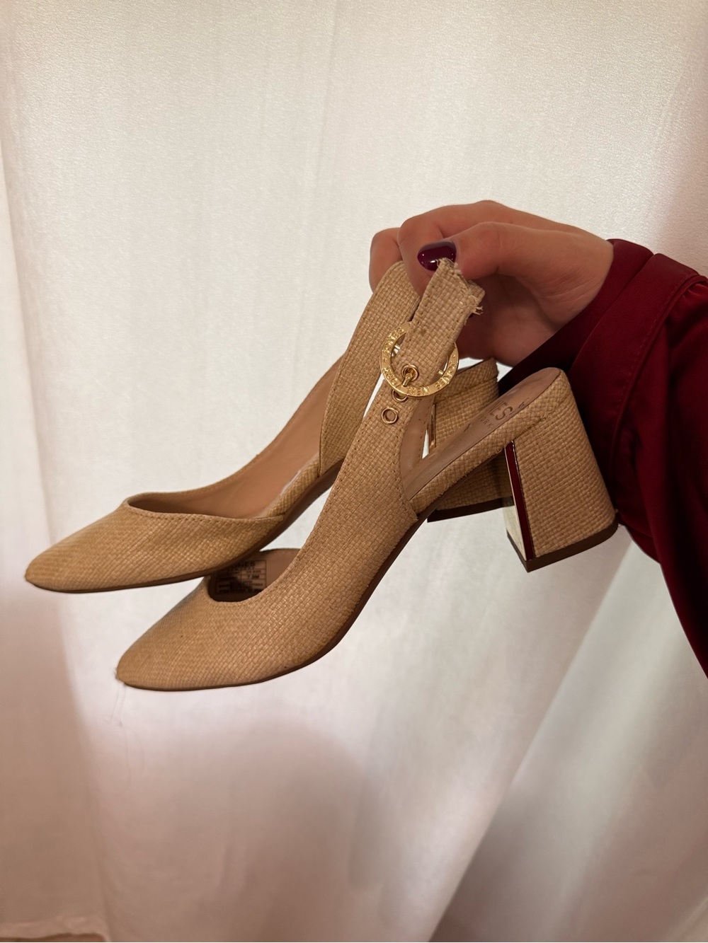 Neutral Beige Slingback Block Heel